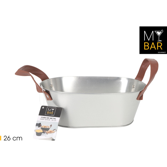 CUBO METAL RECT.ASAS PIEL GREY 26CM MY BAR image 0