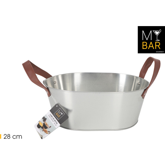 CUBO METAL RECT.ASAS PIEL GREY 28CM MY BAR image 0