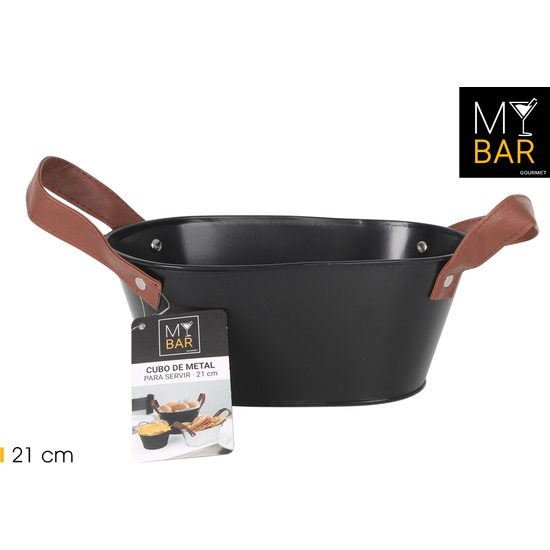 CUBO METAL RECT.ASA PIEL BLACK 21CM MY BAR image 0