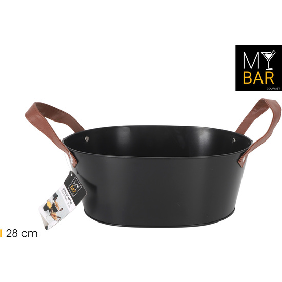 CUBO METAL RECT.ASA PIEL BLACK 28CM MY BAR image 0