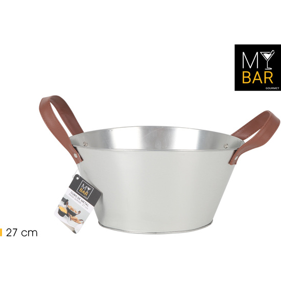 CUBO METAL OVAL.ASAS PIEL GREY 27CM MY BAR image 0