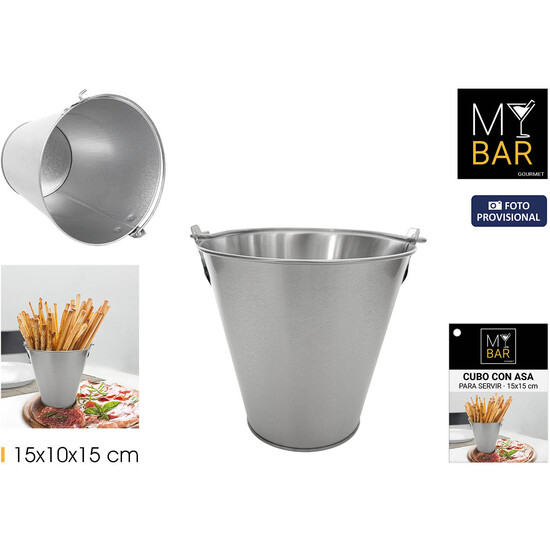 CUBO DE ACERO C/ASA SERVIR 15X10X15 MY BAR image 0