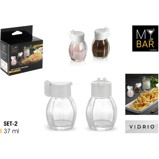 SET2 SALEROS VIDRIO TAPA INATASCABLE 37ML MY BAR image 0