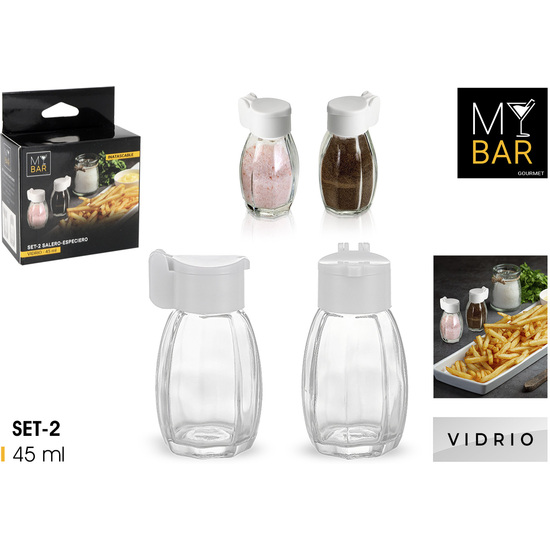 SET 2 SALEROS VIDRIO TAPA INATASCABLE 45ML MY BAR image 0