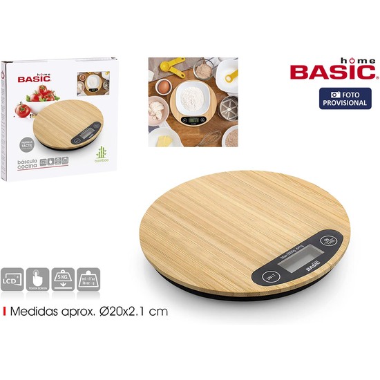 BASCULA COCINA DIGITAL REDOND.BAMBU BASIC HOME image 0