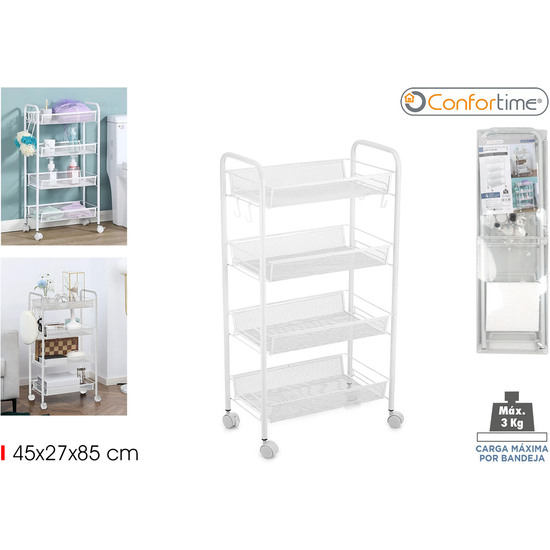 CARRITO AUXILIAR 4 NIVELES C/RUEDAS CONFORTIME image 0