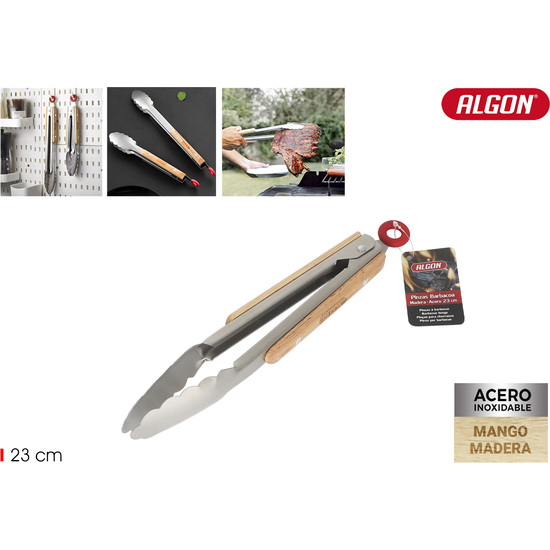 PINZAS BARBACOA WOOD 23CM ALGON BBQ image 0