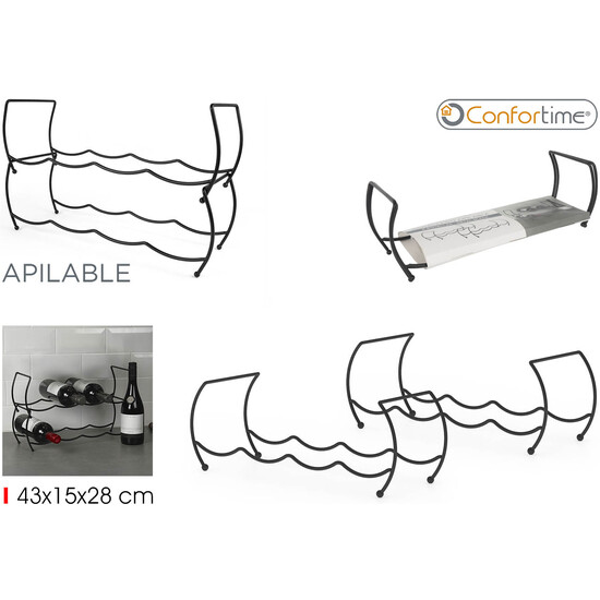 BOTELLERO METAL 8 BOTELLAS BLACK CONFORTIME image 0