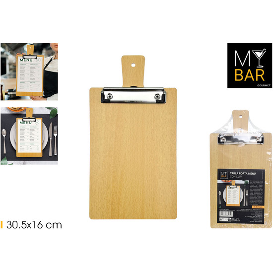TABLA PORTA MENU C/CLIP 30.5X16CM MY BAR image 0