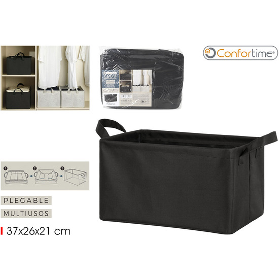 CESTA ORDENACI.PLEGABLE NEGRA 37X26 CONFORTIME image 0