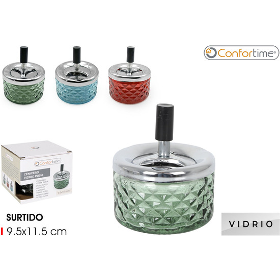 CENICERO VIDRIO PUSH 9.5X11.5CM CONFORTIME image 0
