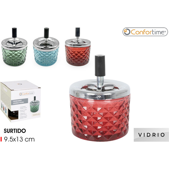 CENICERO VIDRIO PUSH 9.5X13CM CONFORTIME image 0
