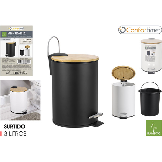 CUBO PEDAL METAL T/MADERA 3L SURT. CONFORTIME image 0