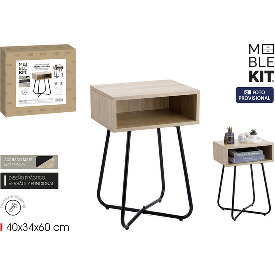 MESITA AUXILIAR METMADERA 40X30X60 MOBLEKIT image 0