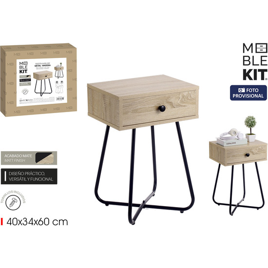 MESITA AUX.METMAD.C/CAJON 40X30X60 MOBLEKIT image 0