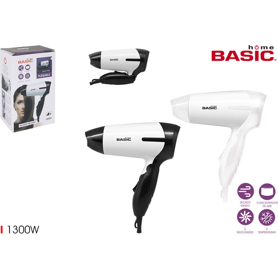 SECADOR PELO PLEGABLE 1000W BASIC HOME image 0