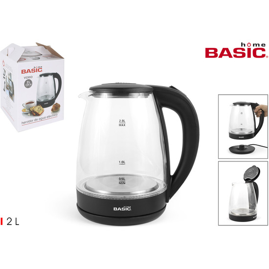 HERVIDOR DE AGUA VIDRIO 2L1500W BASIC HOME image 0