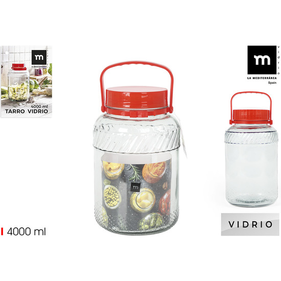 TARRO VIDRIO TAPA C/ASA 4000ML LA MEDITERRANEA image 0