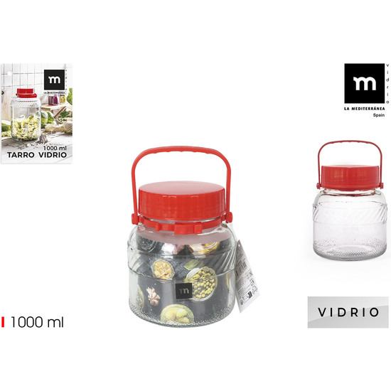 TARRO VIDRIO TAPA C/ASA 1000ML LA MEDITERRANEA image 0