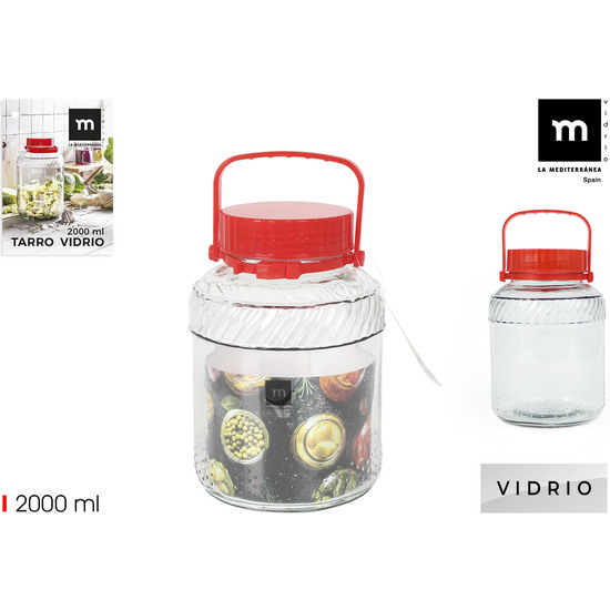 TARRO VIDRIO TAPA C/ASA 2000ML LA MEDITERRANEA image 0