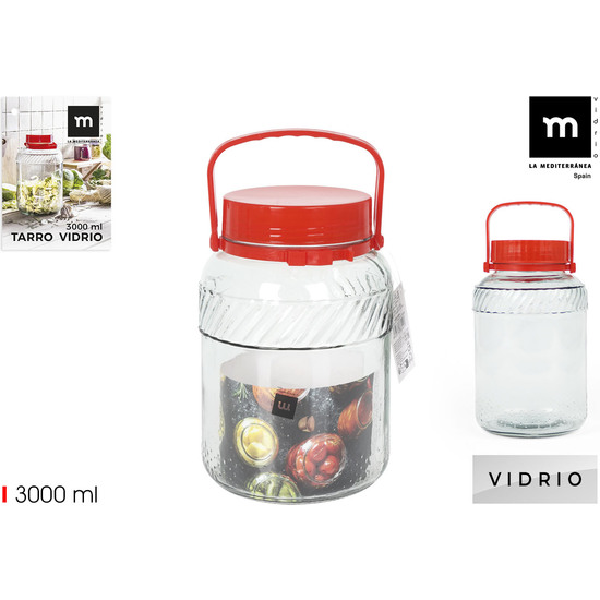 TARRO VIDRIO TAPA C/ASA 3000ML LA MEDITERRANEA image 0