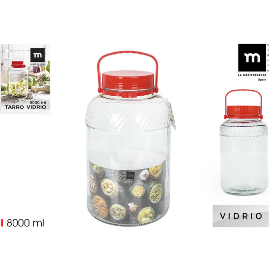 TARRO VIDRIO TAPA C/ASA 8000ML LA MEDITERRANEA image 0