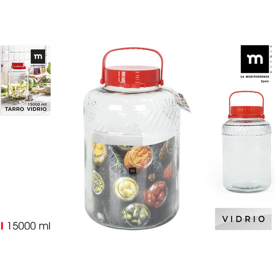 TARRO VIDRIO TAPA C/ASA 15000ML LA MEDITERRANEA image 0