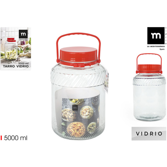 TARRO VIDRIO TAPA C/ASA 5000ML LA MEDITERRANEA image 0