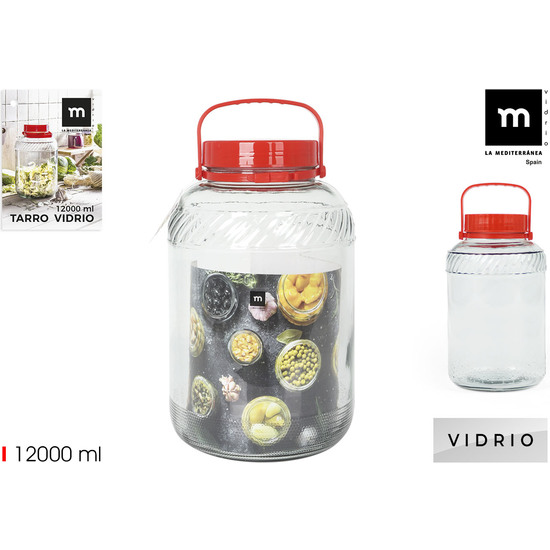 TARRO VIDRIO TAPA C/ASA 12000ML LA MEDITERRANEA image 0