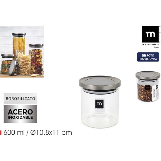 TARRO BOROSILICATO T/ACERO 600ML LA MEDITERRANEA image 0