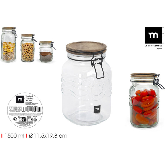 TARRO VIDRIO T/ACACIA 1500ML LA MEDITERRANEA image 0