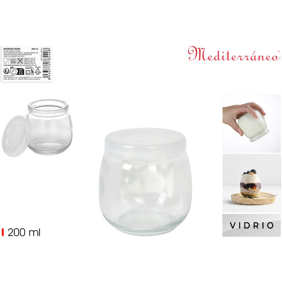 TARRO VIDRIO POSTRE 200ML TAPA PLAS MEDITERRANEO image 0
