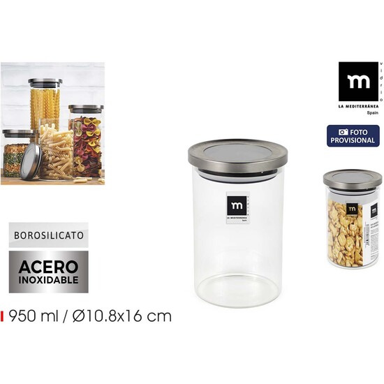 TARRO BOROSILICATO T/ACERO 950ML LA MEDITERRANEA image 0