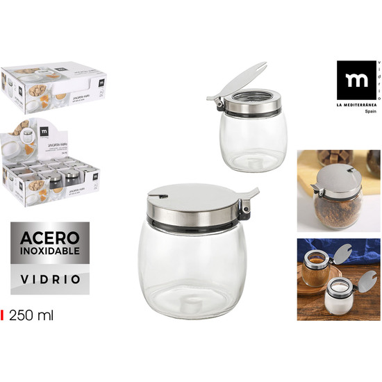 AZUCARERO VIDRIO TAPA ACERO 250ML LA MEDITERRANEA image 0