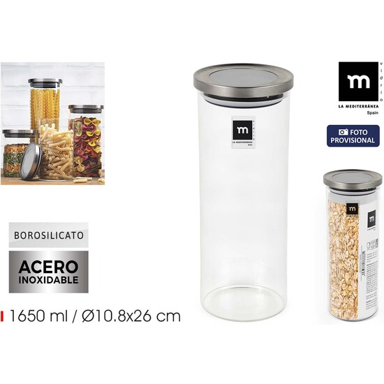 TARRO BOROSILICATO T/ACERO 1650ML LA MEDITERRANEA image 0