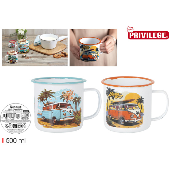 MUG ESMALTADA BLANCA VAN 500ML PRIVILEGE image 0