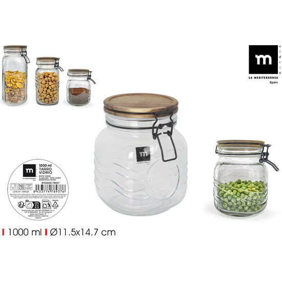 TARRO VIDRIO T/ACACIA 1000ML LA MEDITERRANEA image 0