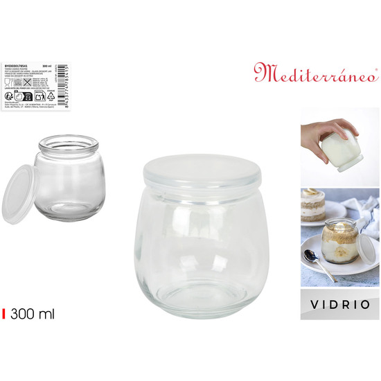 TARRO VIDRIO POSTRE 300ML TAPA PLAS MEDITERRANEO image 0