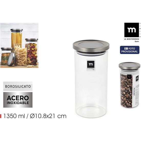 TARRO BOROSILICATO T/ACERO 1350ML LA MEDITERRANEA image 0