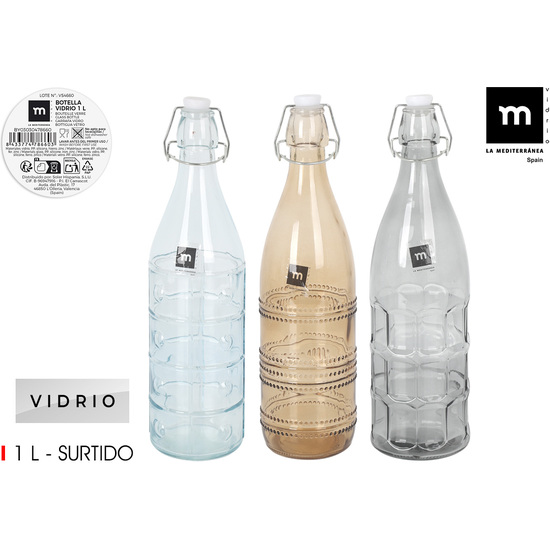 BOTELLA PINTAD.C/TAPON HERMETICO 1L LA MEDITERRAN image 0