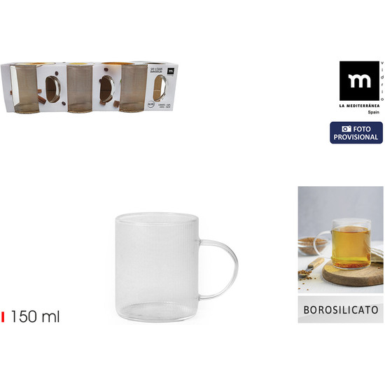 SET3 TAZAS BORO LINEAS 150ML LA MEDITERRANEA image 0