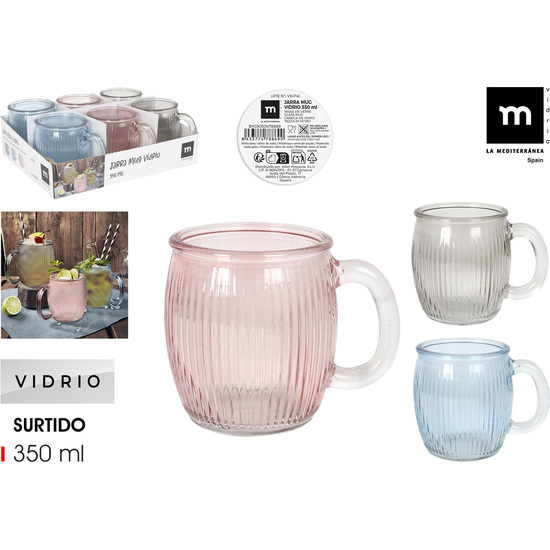 JARRA MUG VIDRIO STRIPES 350ML 3SU LA MEDITERRAN image 0