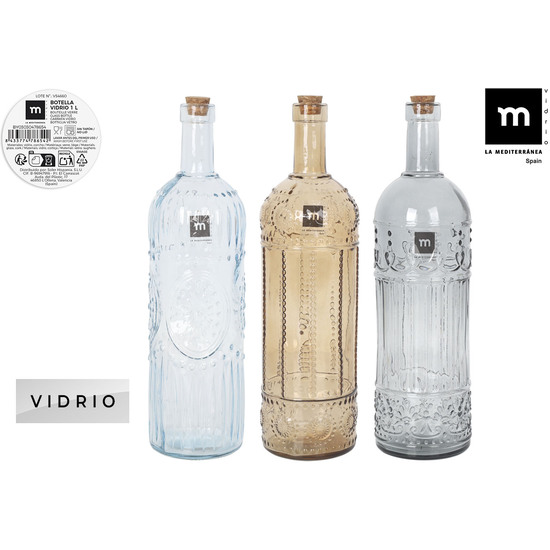BOTELLA VIDRI.PINTAD.T/CORCH 3S 1L LA MEDITERRAN image 0