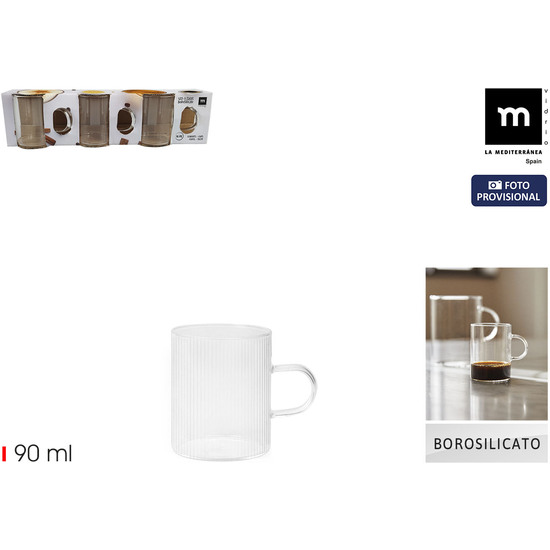 SET3 TAZAS BORO LINEAS 90ML LA MEDITERRANEA image 0
