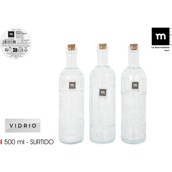 BOTELLA VIDR.TRANSP.T/CORCH 3S 500 LA MEDITERRAN image 0