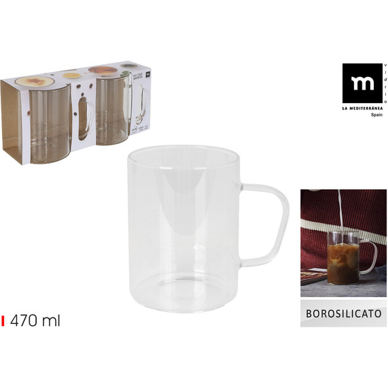 SET2 TAZAS BORO LISAS 470ML LA MEDITERRANEA image 0
