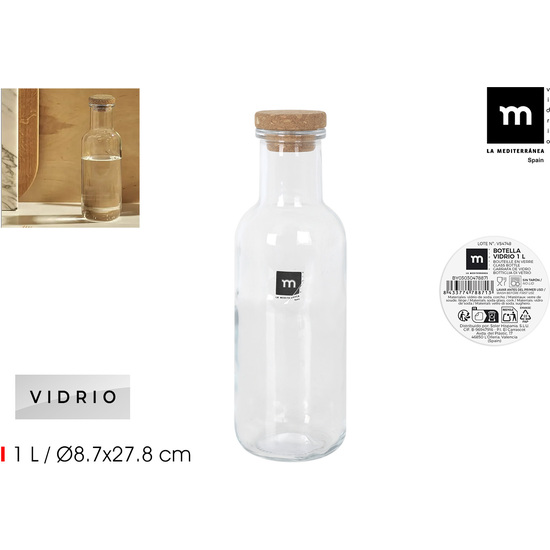 BOTELLA VIDRIO LISA T/COR.TRANSP.1L LA MEDITERRAN image 0