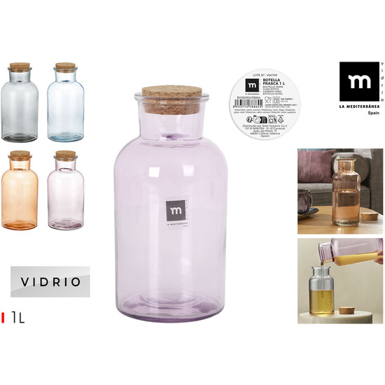 BOTELLA FRASCA BOCA ANCHA PINTAD.1L LA MEDITERRAN image 0