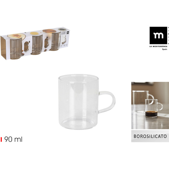 SET3 TAZAS BORO LISAS 90ML LA MEDITERRANEA image 0