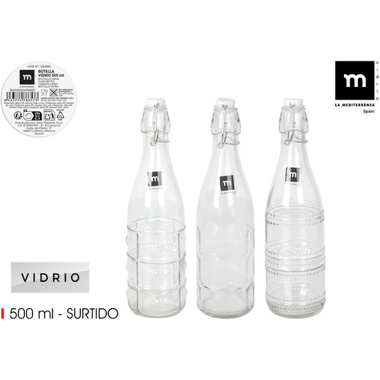 BOTELLA TRANSP.C/TAPON HERMETIC.500 LA MEDITERRAN image 0